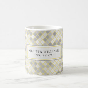 Modern Yellow & Gray Geometric Business Logo  Coffee Mug