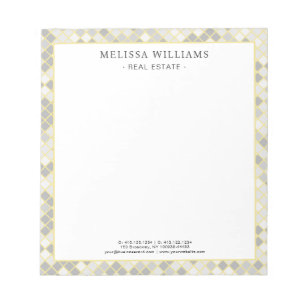 Modern Yellow & Gray Geometric Business Logo Notepad
