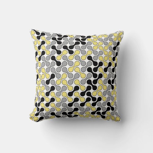 Modern Yellow Gray Geometric Metaball Pattern Throw Pillow