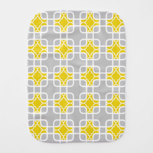 Modern Yellow & Gray Geometric Pattern Burp Cloth
