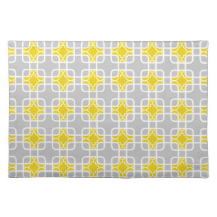 Modern Yellow & Gray Geometric Pattern Cloth Placemat