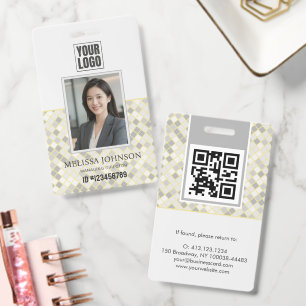 Modern Yellow & Gray Geometric Photo ID Badge