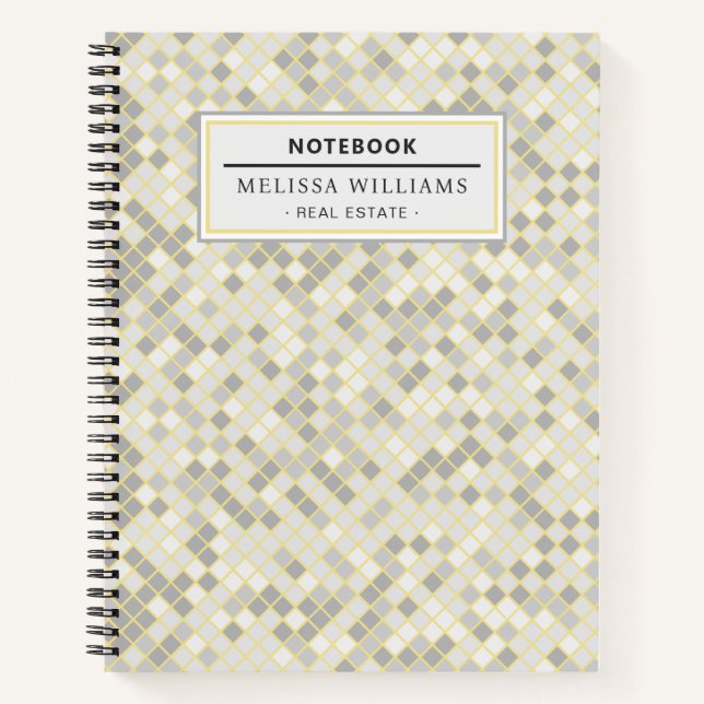 Modern Yellow & Gray Geometric Professional  Notebook (Front)