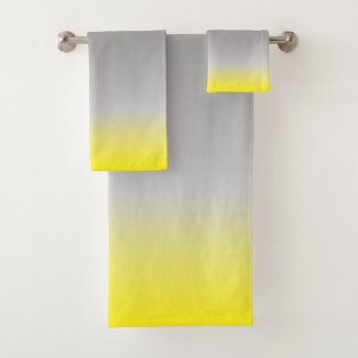 modern yellow gray  ombré bath towel set