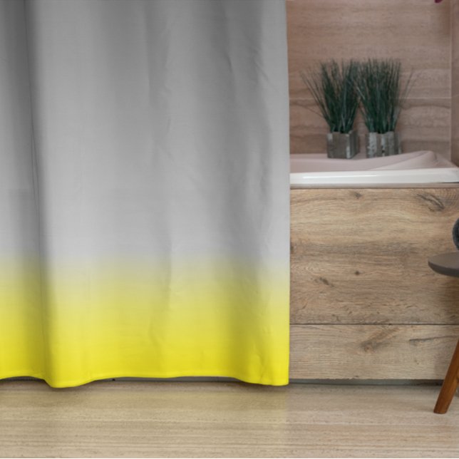 modern yellow gray  ombré shower curtain (Creator Uploaded)