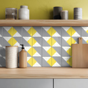 Modern Yellow Gray Terrazzo Ceramic Tile