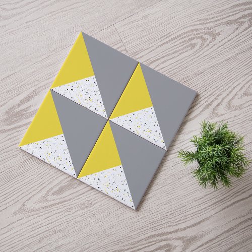 Modern Yellow Gray Terrazzo Ceramic Tile