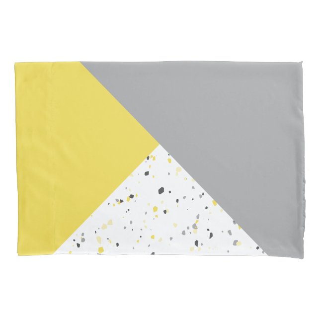 Modern Yellow Gray Terrazzo Pattern Pillow Case (Front)