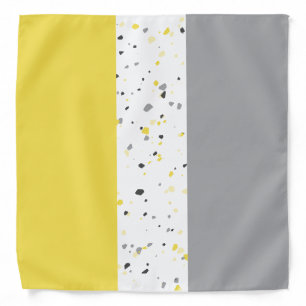 Modern Yellow Gray Terrazzo Stripes Bandana