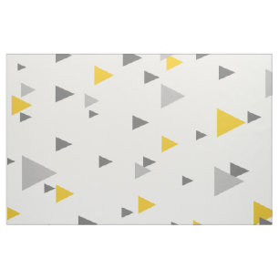 Modern Yellow & Gray triangles Geometric Pattern Fabric