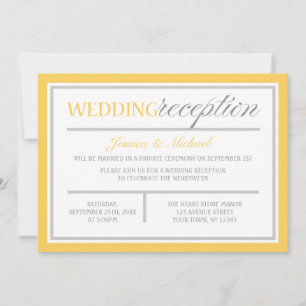 Modern Yellow & Gray Wedding Reception Invitations
