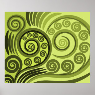 Modern Yellow-Green Fern Curls Poster