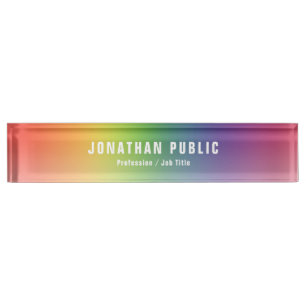 Modern Yellow Green Red Blue Purple Elegant Desk Name Plate