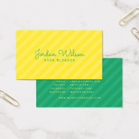 Modern Yellow & Green Stripes Blogger Social Media Business Card