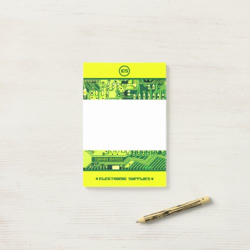   Modern Yellow Green Technology Business Monogram Post_it Notes