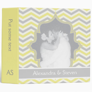 Modern yellow grey chevron zigzag wedding planner 3 ring binder
