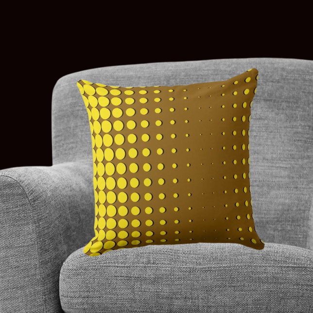 Modern Yellow Halftone Dots Throw Pillow (Modern Yellow Halftone Dots Throw Pillow)