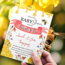 Modern Yellow Honey Red Wildflower Bee Baby Shower Invitation