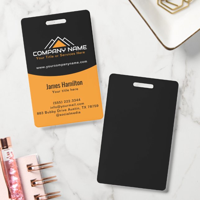 Modern Yellow House Logo Roof  Construction Badge (Office)