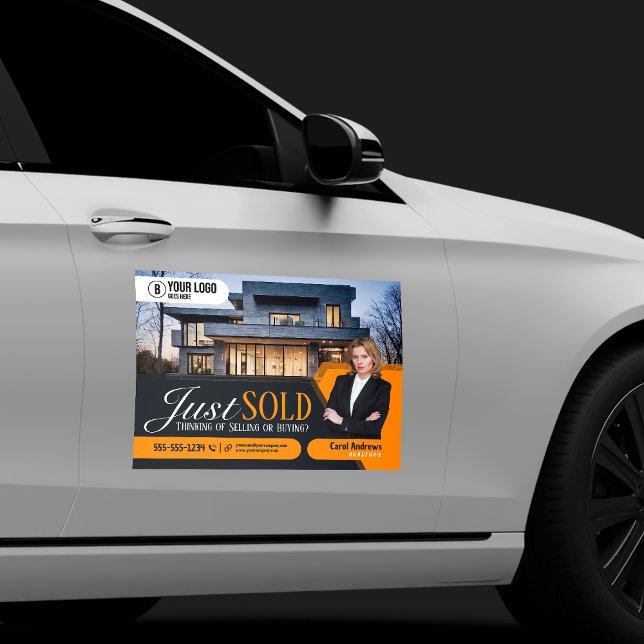 Modern Yellow Just Sold Real Estate Agent Realtor  Car Magnet (Creator Uploaded)