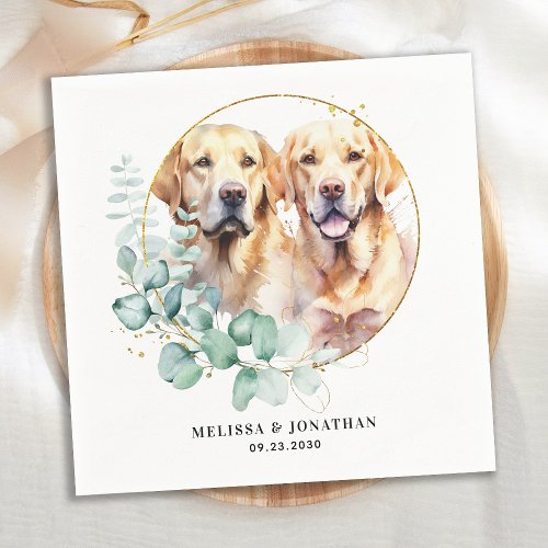 Modern Yellow Labrador Retriever Pet Dog Wedding Napkins
