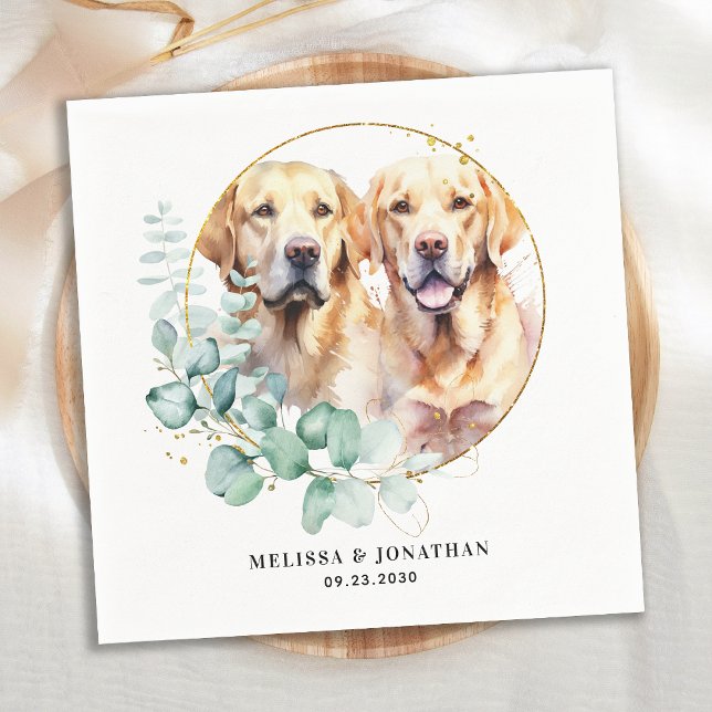 Modern Yellow Labrador Retriever Pet Dog Wedding Napkins (Creator Uploaded)