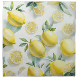 Modern yellow lemon floral script bridal shower cloth napkin