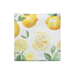 Modern yellow lemon floral script bridal shower cloth napkin