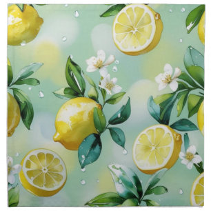 Modern yellow lemon floral script bridal shower cloth napkin