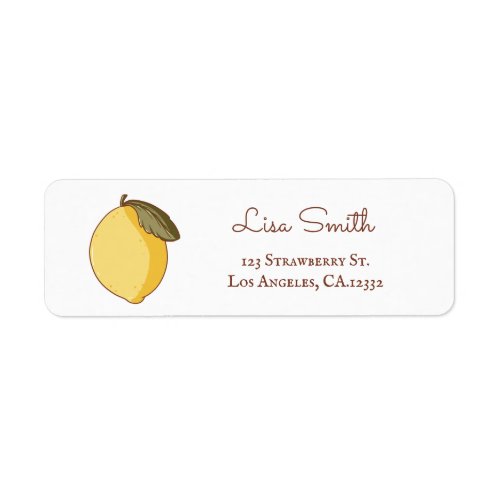 Modern Yellow Lemon Return Address Label