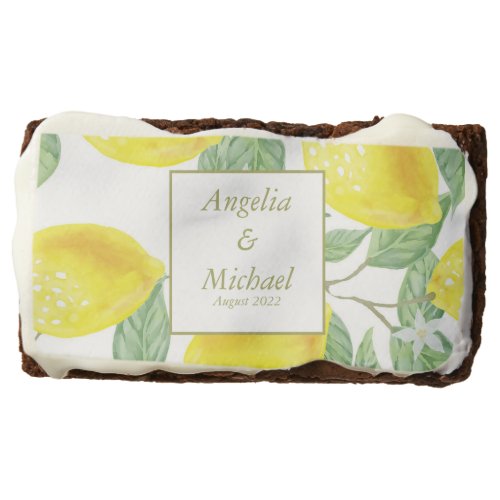 Modern Yellow Lemons Flower Leaves Rectangular  Brownie