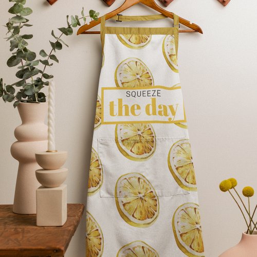Modern Yellow Lemons Pattern  Squeeze The Day Apron