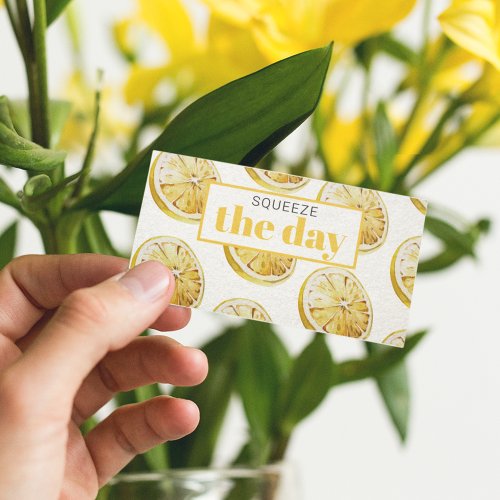 Modern Yellow Lemons Pattern  Squeeze The Day Business Card