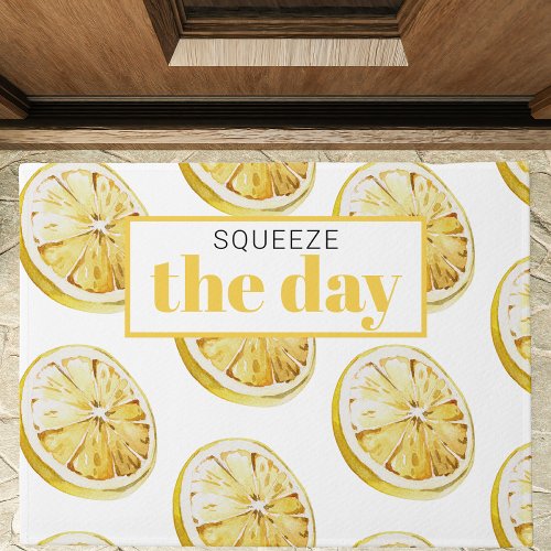 Modern Yellow Lemons Pattern  Squeeze The Day Doormat