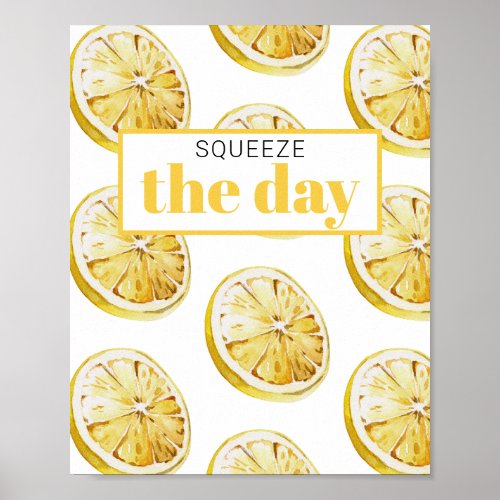 Modern Yellow Lemons Pattern  Squeeze The Day Poster