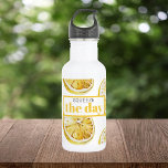 Modern Yellow Lemons Pattern & Squeeze The Day Stainless Steel Water Bottle<br><div class="desc">Modern Yellow Lemons Pattern & Squeeze The Day</div>