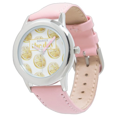 Modern Yellow Lemons Pattern  Squeeze The Day Watch