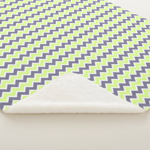 Modern Yellow Lime Dark Gray Chevron Sherpa Blanket