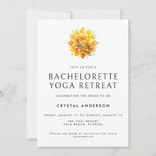 Modern Yellow Mandala Bachelorette Yoga Retreat Invitation