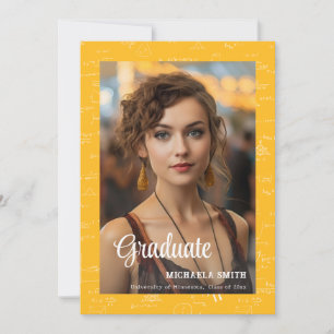 Modern Yellow Math Photo College Graduation  Announcement
