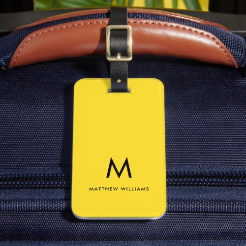 Modern Yellow Minimal Monogram Custom Luggage Tag