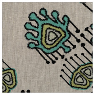 Modern Yellow Mint Gray Tribal Custom Fabric