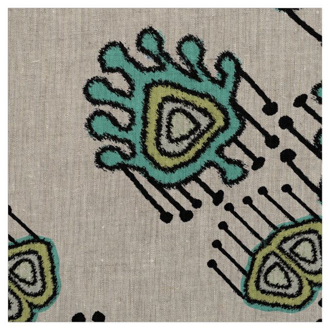 Modern Yellow Mint Gray Tribal Custom Fabric (Swatch)