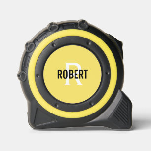 Modern yellow monogram mens name tape measure