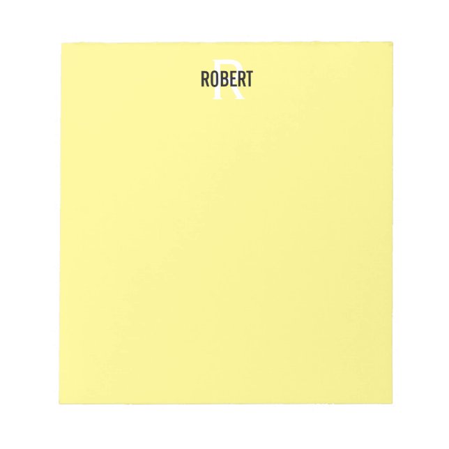 Modern yellow monogram name notepad (Front)