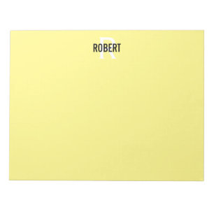 Modern yellow monogram name notepad