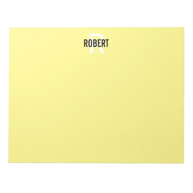 Modern yellow monogram name notepad (Front)
