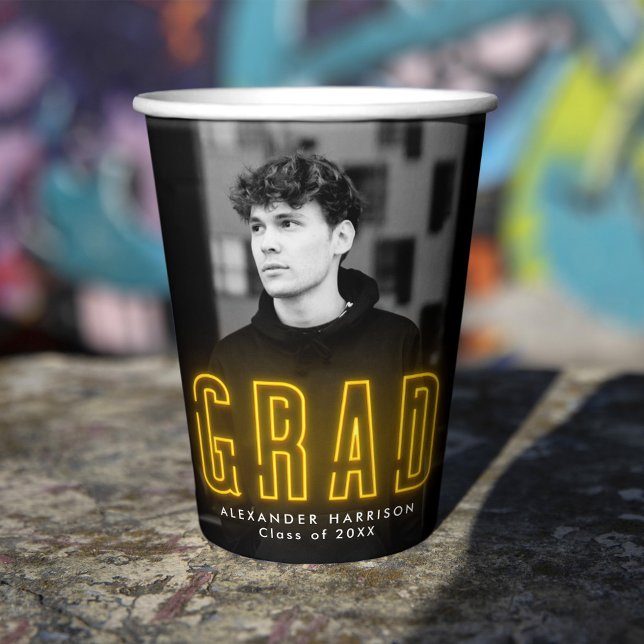 Modern Yellow Neon Graduation Paper Cups (Creator Uploaded)