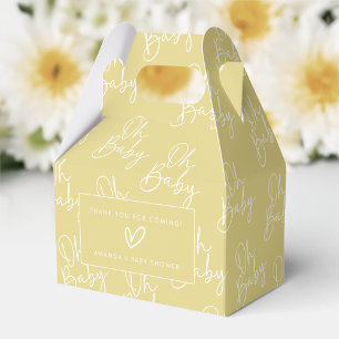 Modern Yellow Oh Baby Simple Baby Shower Gable Favor Boxes