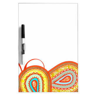 Modern Yellow Orange Aqua Mint Paisley Gifts Dry Erase Board